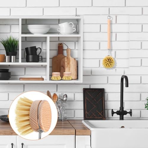 Boao 6 Pack Dish Brush with Beechwood Handle with Replacement Heads Natural Wood Dish Scrub Brush for Washing and Cleaning Pots and Pans - Image 5