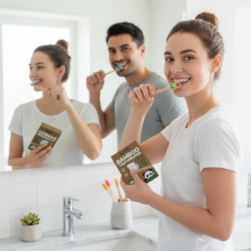 Bamboo Toothbrush 10 Pack Manual Toothbrushes for Adults Plastic Free Toothbrush Oraganic Bamboo Tooth Brush Wood Toothbrush (Rainbow) - Image 7