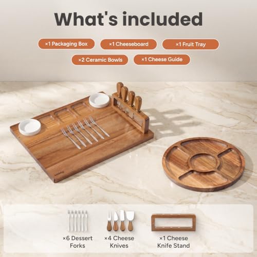 SMIRLY Charcuterie Board Set with Serving Accessories, Large Acacia - Image 2