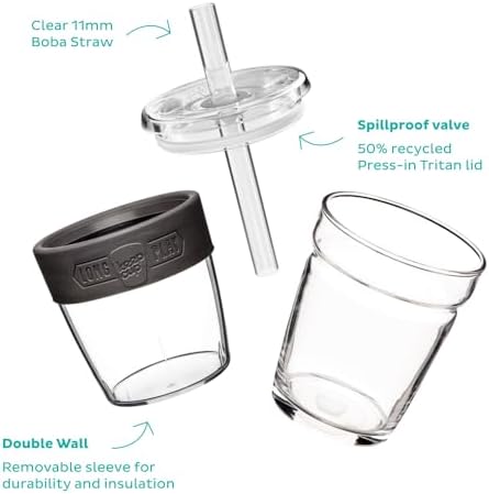 KeepCup Cold Cup - Longplay Double wall Glass Ice Coffee Tumbler with Lid and Straw - 12oz (340ml) - Chartreuse Green - Image 3