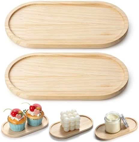 2Pcs Bamboo soap Dispenser Tray, Small Wooden Trays Dispenser Trays by Unknown