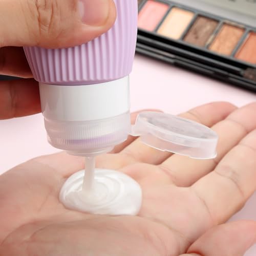 Mrsdry Travel Bottles for Toiletries, Tsa Approved 3oz Portable Travel Bottles, BPA Free Leak Proof Squeezable Silicone Travel Size Containers, Travel Accessories with Clear Toiletry Bag (4 Pack) - Image 4
