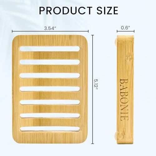 Bar Soap Holder, 2 Pack Self Draining Bamboo Sponge Holder - Curved Surface Slotted Soap Dish for Shower, Bathroom, Bathtub, Sink, RV, Packed in A Case(Bamboo Style) - Image 2