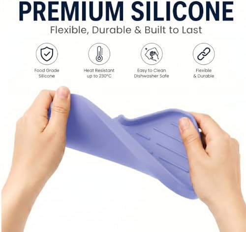 MicoYang Silicone Soap Dish with Drain Spout — Self-Draining Sink Organizer Tray for Bathroom & Kitchen, Sponges, Dispensers & Soap Holder, Non-Slip & Dishwasher Safe, Light Purple (Medium, 9.6"×5.3") - Image 6