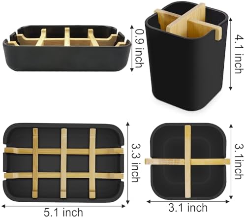 Toothbrush Holders and Soap Holder Set, Bathroom Accessories Countertop - Image 2