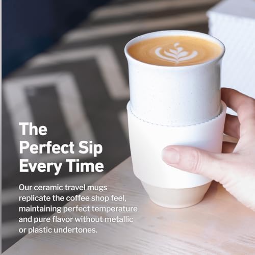 NOVA CERAMICS Travel Mug - Coffee Mug Travel – Microwave & Dishwasher Safe Coffee Clay Tumbler - Gifts For Women Men Him Her – 16oz – Dune - Image 4