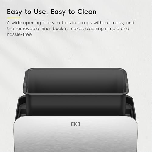 EKO Kitchen Compost Bin, 7L / 1.85 Gal Stainless Steel with Removable Inner Bucket and Deodorizer Compartment, 2-in-1 Countertop Compost Bin with Lid, Food Waste Caddy for Kitchen (Matte Black) - Image 6