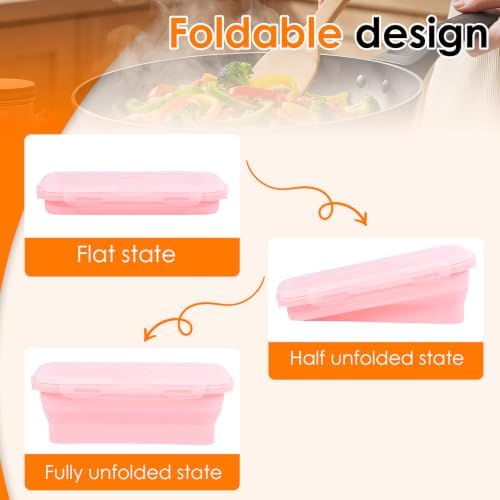 4Pcs Collapsible Silicone Food Container with Lid Heat Resistant Foldable Food Storage Containers Microwave Dishwasher and Freezer Safe 350/500/800/1200 ml for Kitchen Picnic Travel(Multicolor) - Image 5