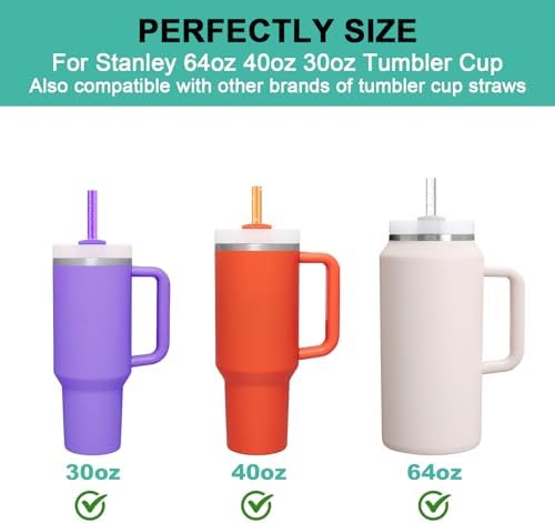 Allwith 12 PCS Replacement Straws for Stanley|Owala|Simple Modern 40oz 30oz Tumbler, Reusable Color Drinking Straws with Cleaning Brush for Stanley Cup Accessorie，BPA Free, Dishwasher Safe - Image 3