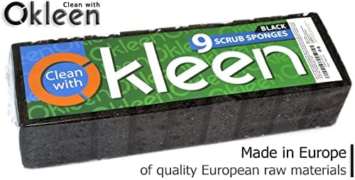 Black Scrub Sponges. Made in Europe. 9 Pack, 4.3x2.8x1.4 inches. Heavy Duty and Non Scratch Fiber. Kitchen Sponges Pack with No Smell. for Dishes and Household Washing - Image 6