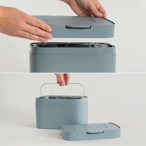 KAZAI. Compost Bin Kitchen 'Elin' | 1.2 GAL / 4.5L Countertop Compost Bin with Lid & Carbon Filter | Odor-Free, Dishwasher Safe, with Inner Bucket | Small Indoor Kitchen Composter | Stone-Blue - Image 5
