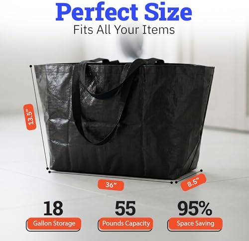 DURASACK Haul-It-All Extra-Large Reusable Shopping Bag, Black, Pack of 4 - Image 2