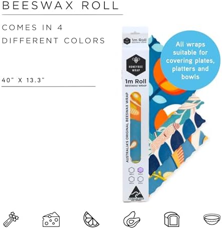 Honeybee Beeswax Bread Bag Sheets - Bird Pattern - Reusable Beeswax Wraps for Food - Certified Organic Cotton Beeswax Roll - Plastic Wrap & Sandwich Bags Alternative - Made in Australia - 40’’ x 13’’ - Image 2