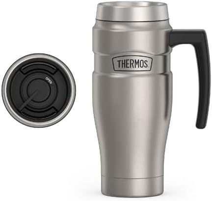 THERMOS Stainless King Travel Mug with Handle, 16oz, Matte Steel by Thermos