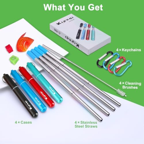 Kynup Reusable Metal Straws, Travel Drinking Straws with Case(4Pack) - Image 2