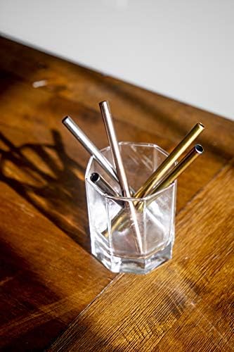 Ello 5-Pack Stainless Steel Reusable Cocktail Straws with Cleaning Brush (Metallic Multicolor) - Image 2