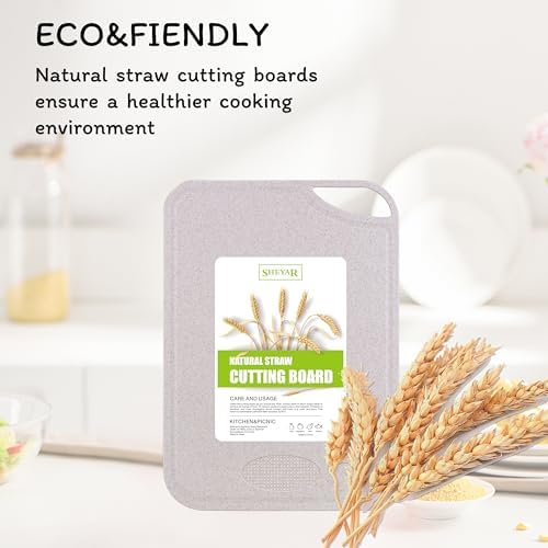Cutting Board for Kitchen, Wheat Straw Fiber Cutting Board, Dish Washer Safe, w/Juice Grooves for Meat, Veggies,Easy Grip Handle, Non-slip Surface,Eco-friendly,Serveware Accessories(13.1‘x9.4‘) - Image 4