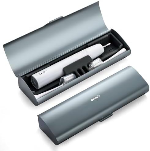 Aluminum Electric Toothbrush Travel Case, 2 in 1 Travel Toothbrush Holder for Oral B/Oral-B Pro 1000 1500 5000 and Most Electric Toothbrush for Traveling, Removable Silicone Liner-Grey by Oralphi
