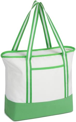 Carbrea 15 Inch Large Canvas Tote Bag with Bottom Support, Green, 1 Pack by Carbrea