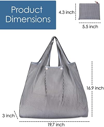 KINGMAS Reusable Grocery Bags, Eco-Friendly Folding Tote Shopping Bag fits in Pocket, Washable Waterproof Nylon Pouch Bags - Image 4