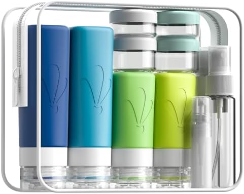 INSFIT 17 Pack Travel Bottles for Toiletries, TSA Approved 3oz 2oz Travel Size Toiletries, BPA Free Leak Proof Squeezable Silicone Tubes Travel Essentials for Shampoo Conditioner Lotion Soap by INSFITPortableTravelBottles