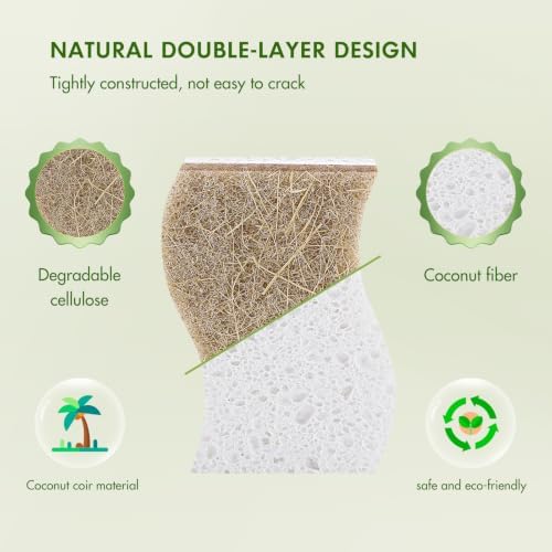 SetSail Natural Kitchen Sponges, 12 Pack Biodegradable Dish Sponges - Image 3