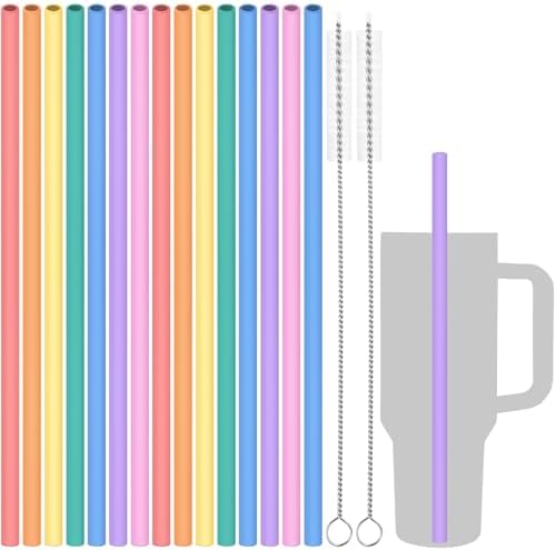 Tomorotec 15PCS Silicone Drinking Straws Fit for Stanley 40oz 30oz Tumbler by Tomorotec