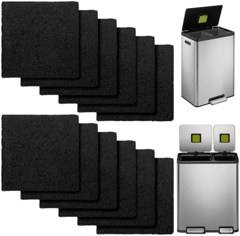 12 Pack Trash Can Odor Filter Refills for Compost Bin, Square Activated Carbon Compost Filters for Countertop Bin, Activated Carbon Filter Charcoal Deodorizer Sheets for Indoor Trash Cans by Unknown