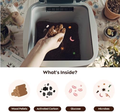 Reencle Prime Electric Composter - 14L Kitchen Composter, Decomposes Up to 2.2 lbs Food Waste Daily, Odorless Indoor Composting with Whisper-Quiet Technology & Rapid Decomposition (White) - Image 4