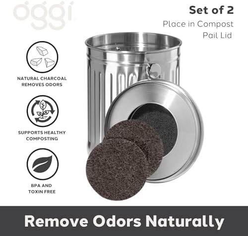 OGGI Set of 2 Charcoal Filters- Replacement Charcoal Filter for Countertop Compost Bin with Lid, Eco Friendly Products - Image 2