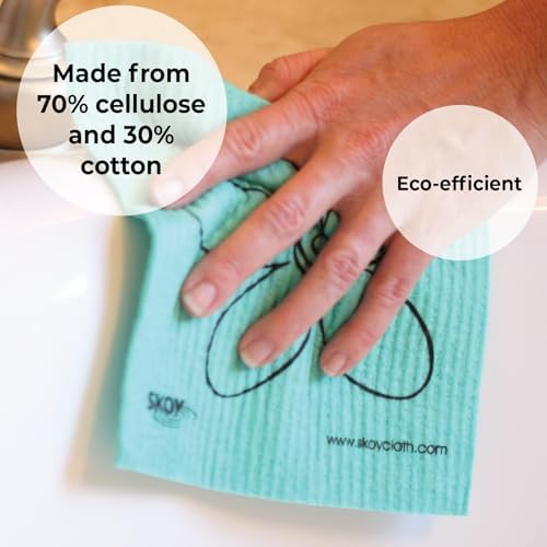 Skoy Cloth, Large 2-Pack Versatile Swedish Dishcloths for Kitchen and Household Use, Reusable Cleaning Cloths, Planet-Friendly, Dishwasher and Dryer-Safe, Blue/White - Image 6