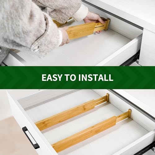 VaeFae 60-Pack Adjustable Bamboo Drawer Dividers, Expandable Drawer Organizer for Kitchen Utensils, Clothes, Bathroom, Office – Fits Drawer Interiors 16.6" to 21.8" - Image 5