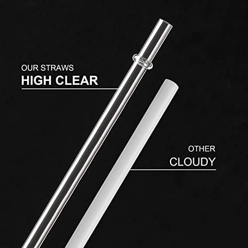 24 Pack, HIGHLY Transparent Reusable Plastic Straws with 4 Cleaning Brushes, 10.5 in Long Drinking Straws, Clear Replacement Straw for 16 24 30 32 OZ Tumblers, Cups, Jars, YETI, Starbucks - BPA FREE - Image 2