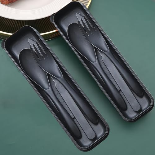 Reusable Travel Utensils Set with Case Wheat Straw Fork Spoon Knife Cutlery - Image 7