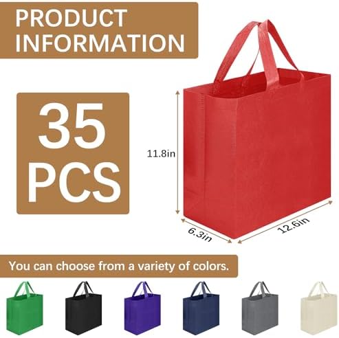 Reusable Grocery Bags 12.6 * 6.3 * 11.8 in - Non Woven Totes Bag with Reinforced Handles, Shopping Bags Bulk - Image 3
