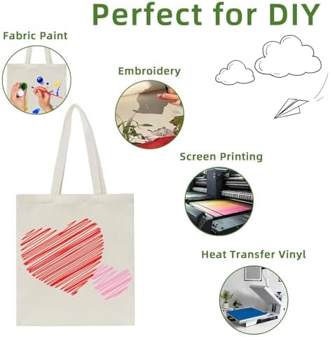 HECTOLIFE 6/12/24/48/ 96 Pack Canvas Tote Bags,Reusable Blank Canvas for Shopping Bags - Image 6