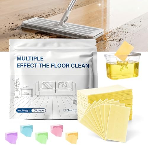 Multi-Surface Floor Cleaner Tablet, 2026 New Floor Cleaning Solution Tablets, Dissolvable Pre-Measured Deep Cleaning Cleaning Solution, for Tile & Vinyl Floors (Yellow - 60pcs) by SICOSPI