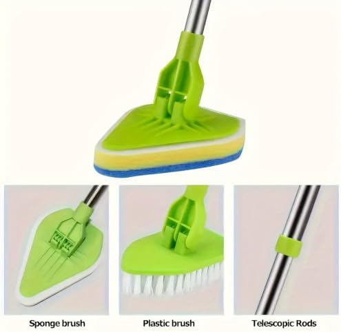3-in-1 Extendable Long Handle Floor Scrubber Brush with Sponge - Image 5