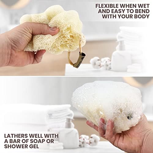 ALMOONI Mini Natural Loofah Sponge, Egyptian Shower Sponge, 3 Count - Image 3