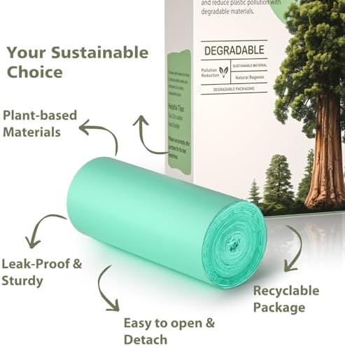Small Compost Bags 2.6 Gallon Trash Bag, EcoSilva 125 Count Small Compost Bags for Countertop Bin, Compostable Trash Bags 2.6 Gallon Compostable Food Scrap Bag for Kitchen Bathroom Office - Image 4