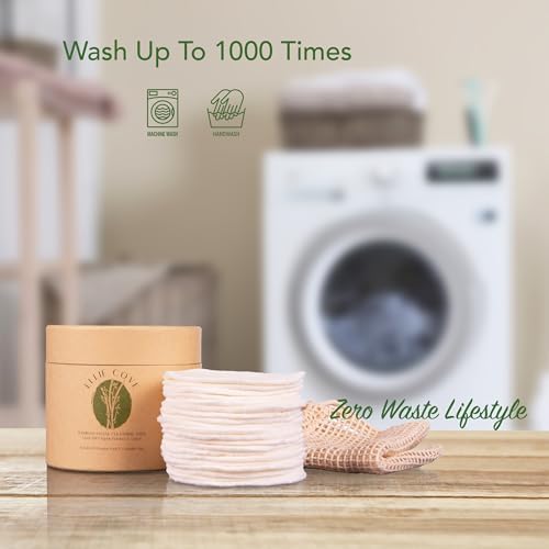 20-Piece Reusable Organic Bamboo Cotton Pads (70% Bamboo, 30% Cotton), Eco-Friendly with Washable Laundry Bag and Round Storage Box, for All Skin Types - Image 4
