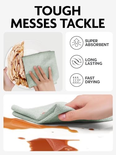 Fantasticlean Microfiber Cleaning Cloth Roll- 75 Sheets, 12"x12"(MossGreen) - Image 4