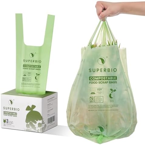 SUPERBIO 3 Gallon Compostable Food Waste Bags, 80 Count by SUPERBIOCOMPOSTABLEBAGS