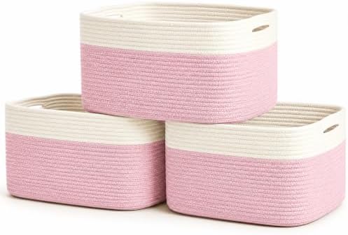 OrganiHaus Cotton Rope Baskets for Shelves, Set of 3, 15x9x10 by OrganiHaus