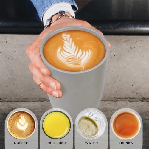 Wrova Wheat Straw Cups 6 PCS, 20 oz Plastic Cups Reusable Kitchen Cups, Dishwasher & Microwave Safe Large Coffee Cup, Unbreakable Water Plastic Glasses- Black & Gray - Image 4