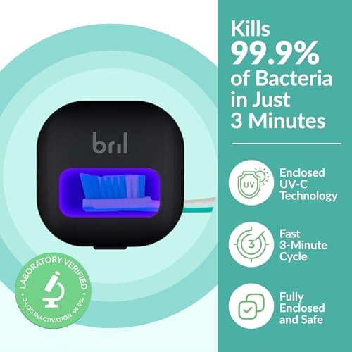 Bril UV-C Toothbrush Sanitizer and Holder, Wall Mounted, Rechargeable - Image 2