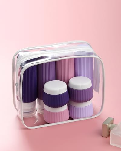 Mrsdry Travel Bottles for Toiletries - 8 Pack, TSA Approved 3oz Travel Containers, Leak Proof Silicone Squeezable Cream Jars with Clear Bag - Image 6