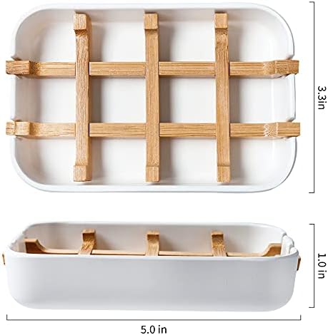 Soap Dishes for Bar Soap,2 Pack Environmentally-Friendly Bathroom Soap Dishes (Removable),2Pcs/Set Bamboo Soap Dishes Holder,Bathroom Sink Soap Dish,White - Image 6