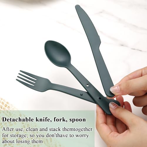 Evanda Travel Utensils Set for 6, Reusable Plastic Knife Fork Spoon Snapped Together for Easy Portability and Save Space, Silverware Cutlery Utensils Set for Work, Camping, Picnic, Gadgets, Lunch Box - Image 6