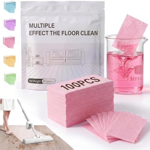 Floor Cleaning Tablets Multi-Surface Cleaner, Multi-Effect Floor Cleaning Sheets Wood Cleaner Tablets for Mopping Luxury Vinyl Plank Wood Flooring Deep Cleans (Peach & Hibiscus Scent, 60PCS) by WelcometoSundownAura